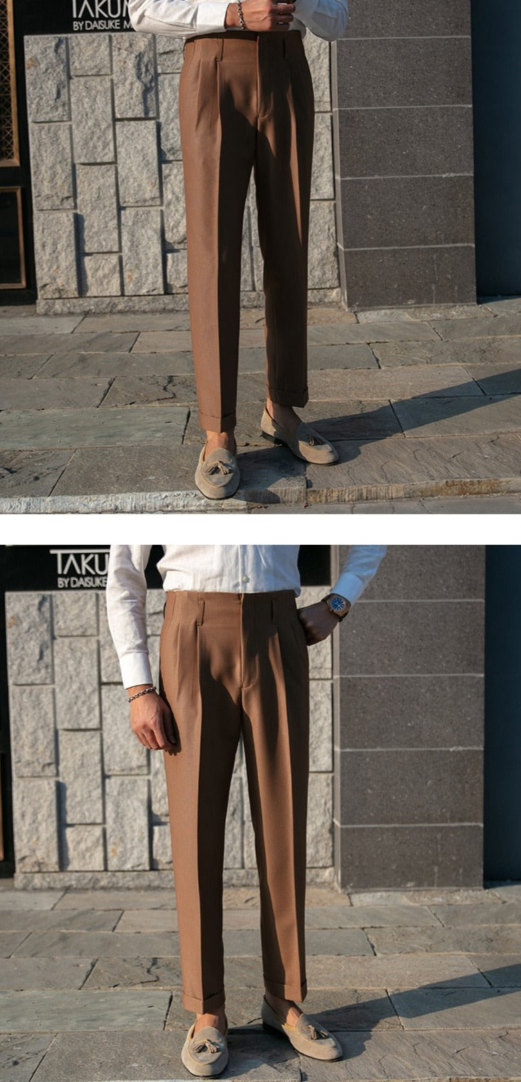 Premium British Gentleman Trousers - Classic Formal Dress Pants for Business & Office Wear - Elegant Men's Wool Blend Suit Pants for Weddings & Special Occasions
