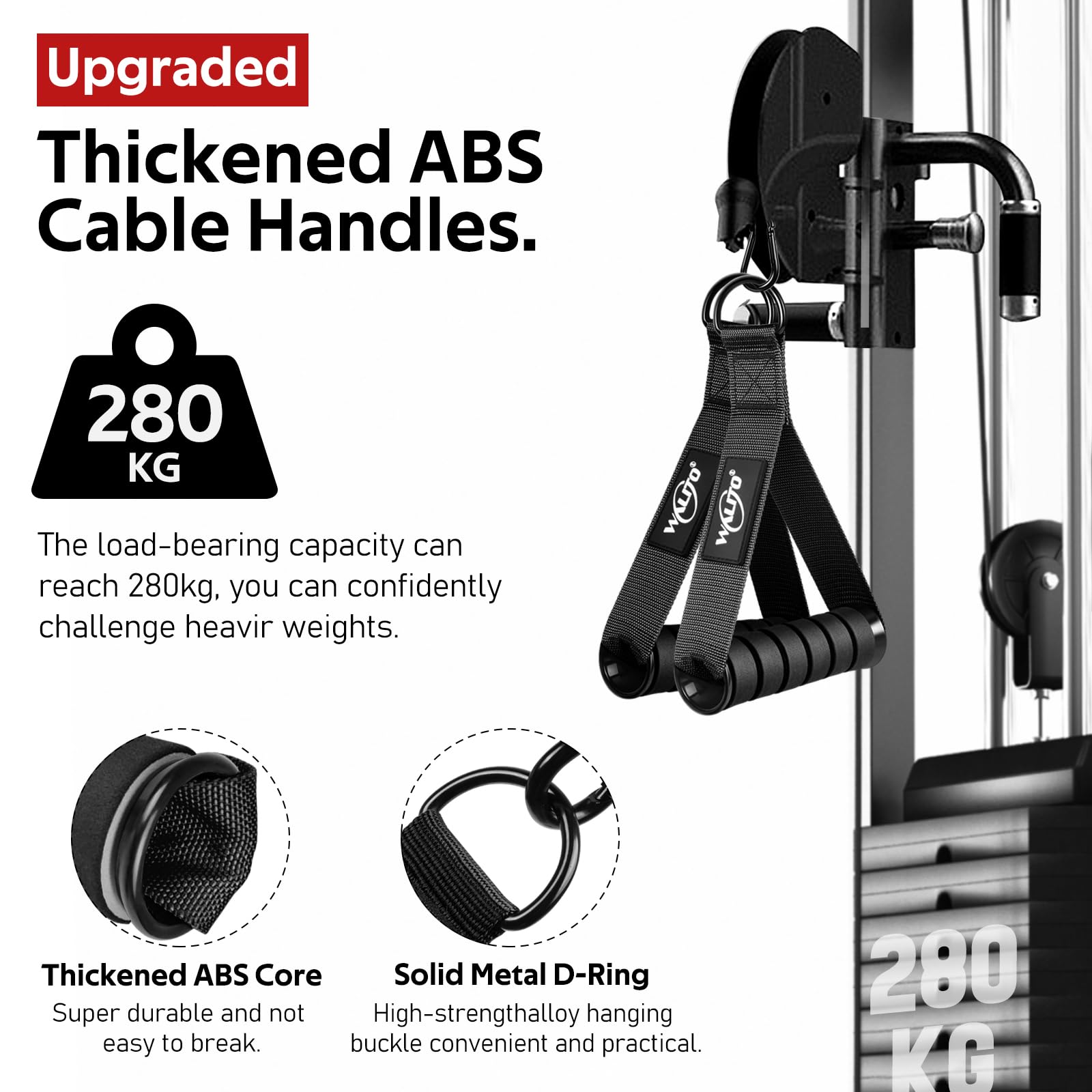 WALITO Heavy Duty Exercise Handles - Replacement Cable Machine Attachments for Home Gym Equipment, Pulley System, Strength Training & Resistance Bands (Perfect for Pilates, CrossFit & Home Workouts)