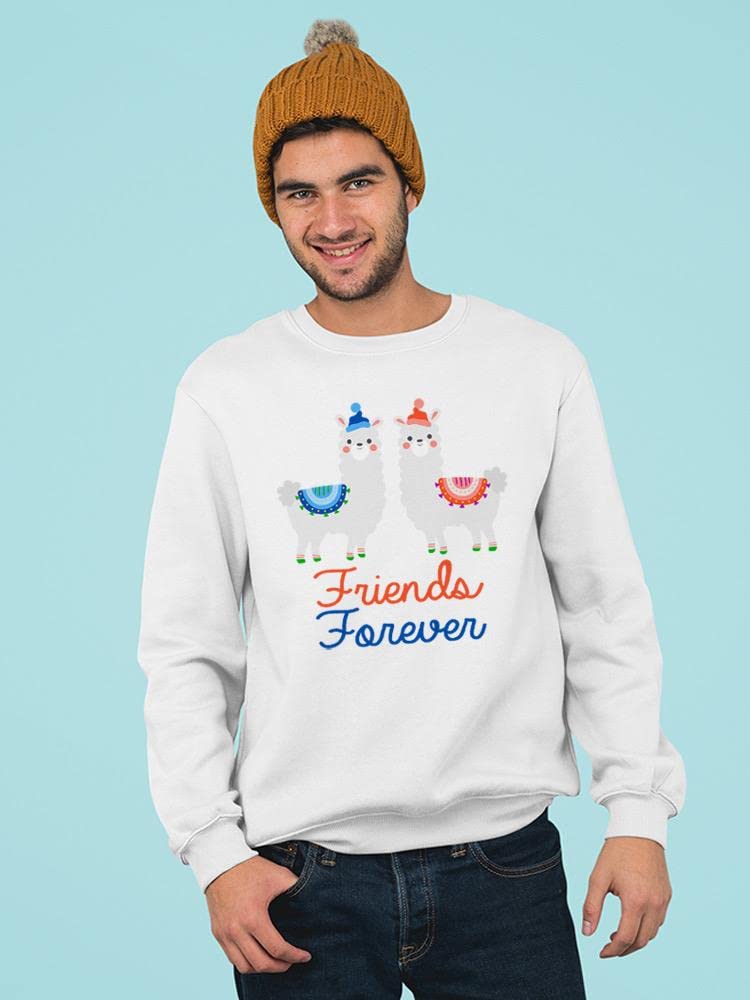 Friends Forever Llamas Sweatshirt for Men | Cute Alpaca Graphic Hoodie | Casual Pullover for Everyday Wear, Gifts & Friendship Apparel