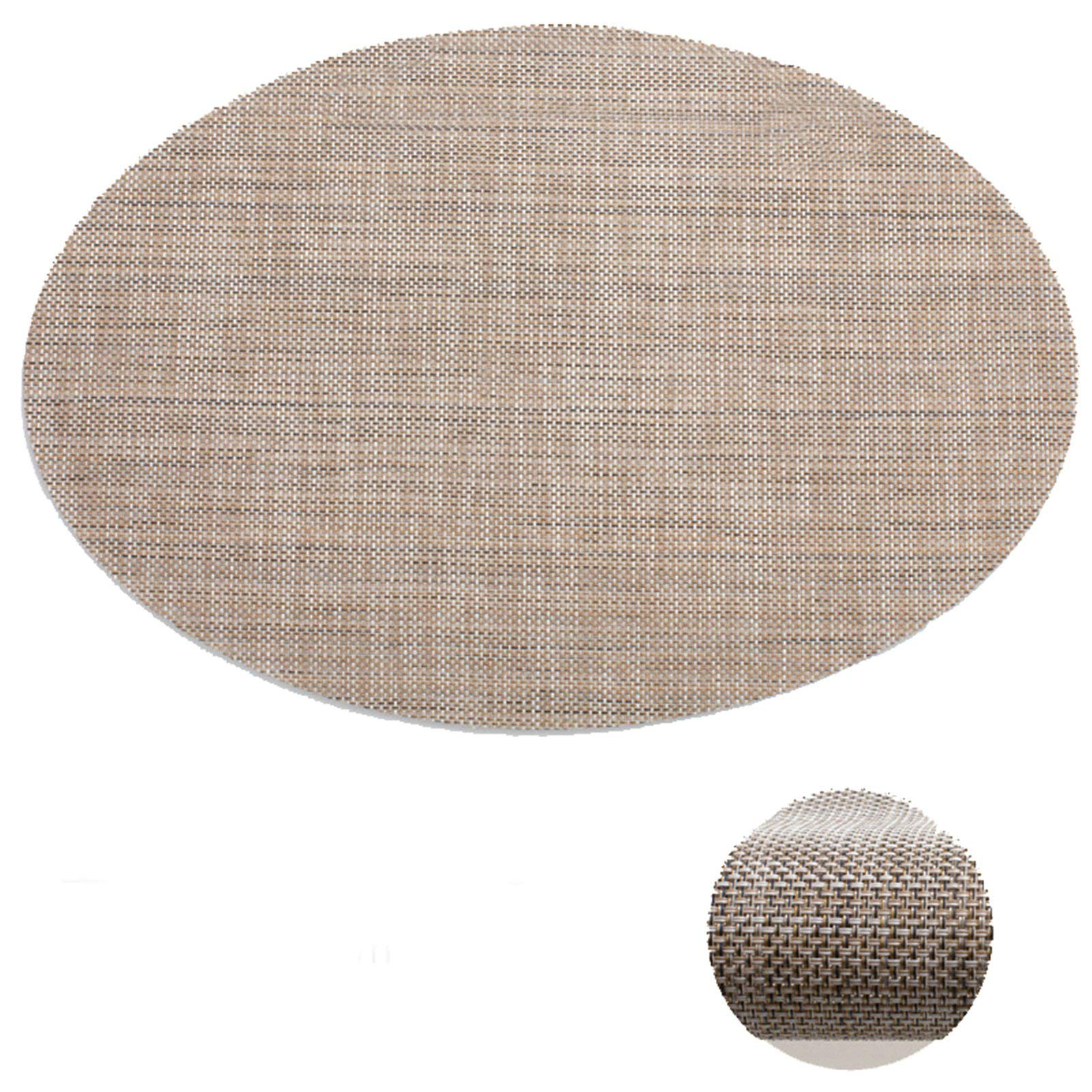 6-Pack Vinyl Oval Weave Placemats for Dining Table - 18x12 Inch Rectangle Decorative Placemats in Beige for Farmhouse, Wedding, Party & Holiday Dinner - Perfect for Home Decor and Everyday Use