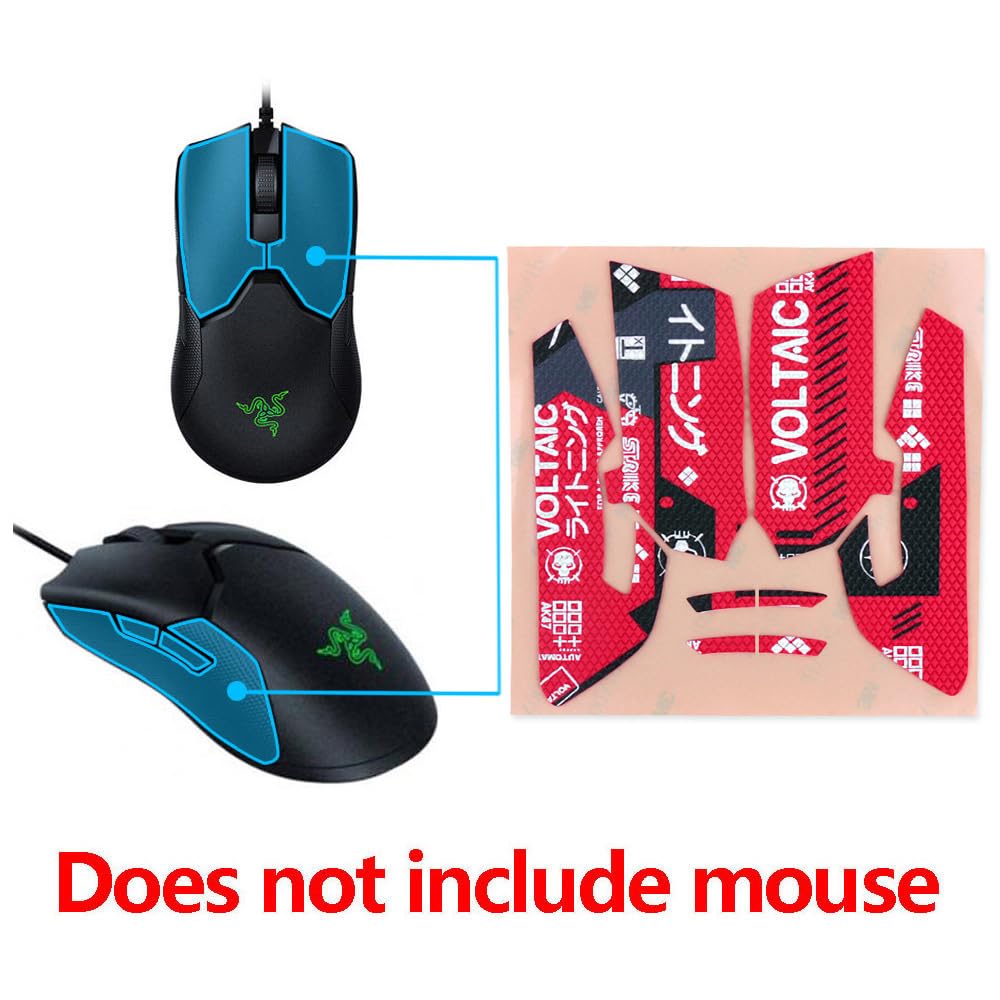 Premium Grip Tape for Razer Viper & Viper Ultimate - Anti-Slip Texture with Cool Patterns (Red) | Enhance Gaming Performance & Comfort for FPS, MOBA & Esports