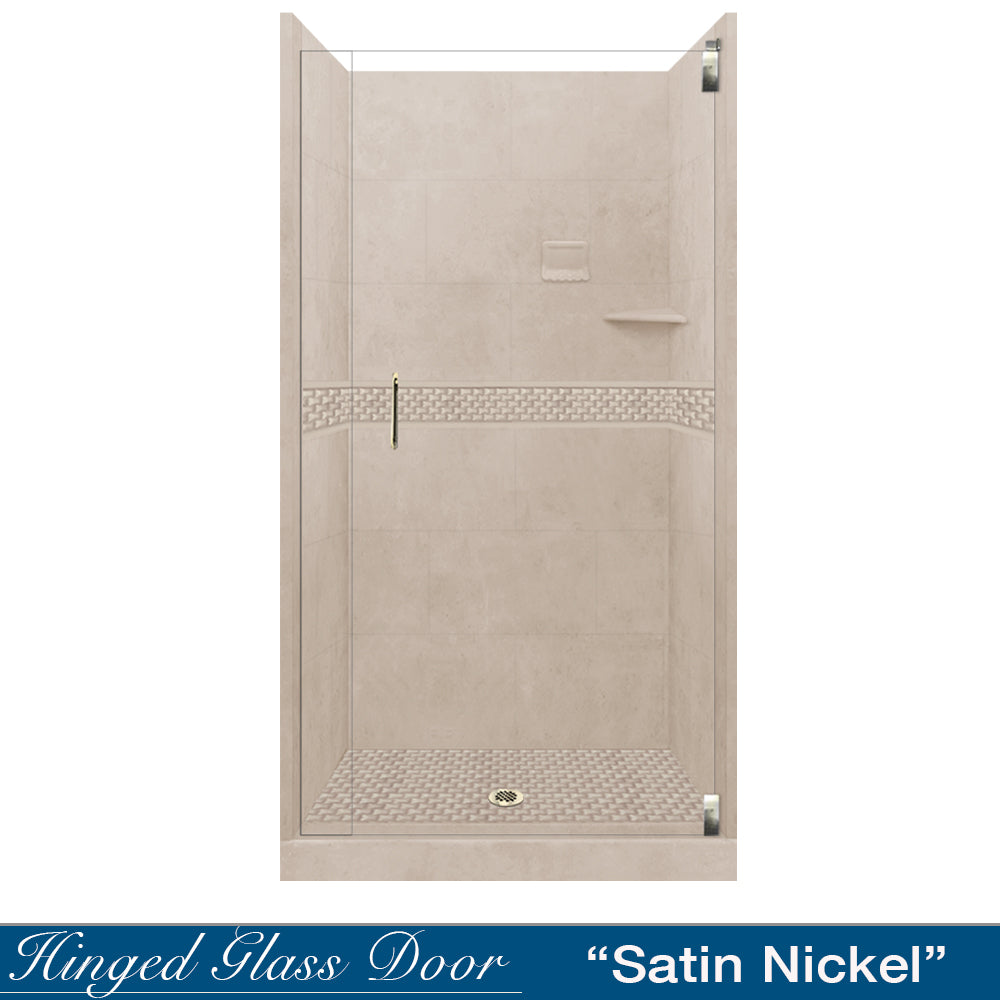 Alcove Brown Sugar Sistine Stone & Jewel Stone Accent DIY Shower Remodel Kit - Easy Bathroom Upgrade for Modern Home Renovation