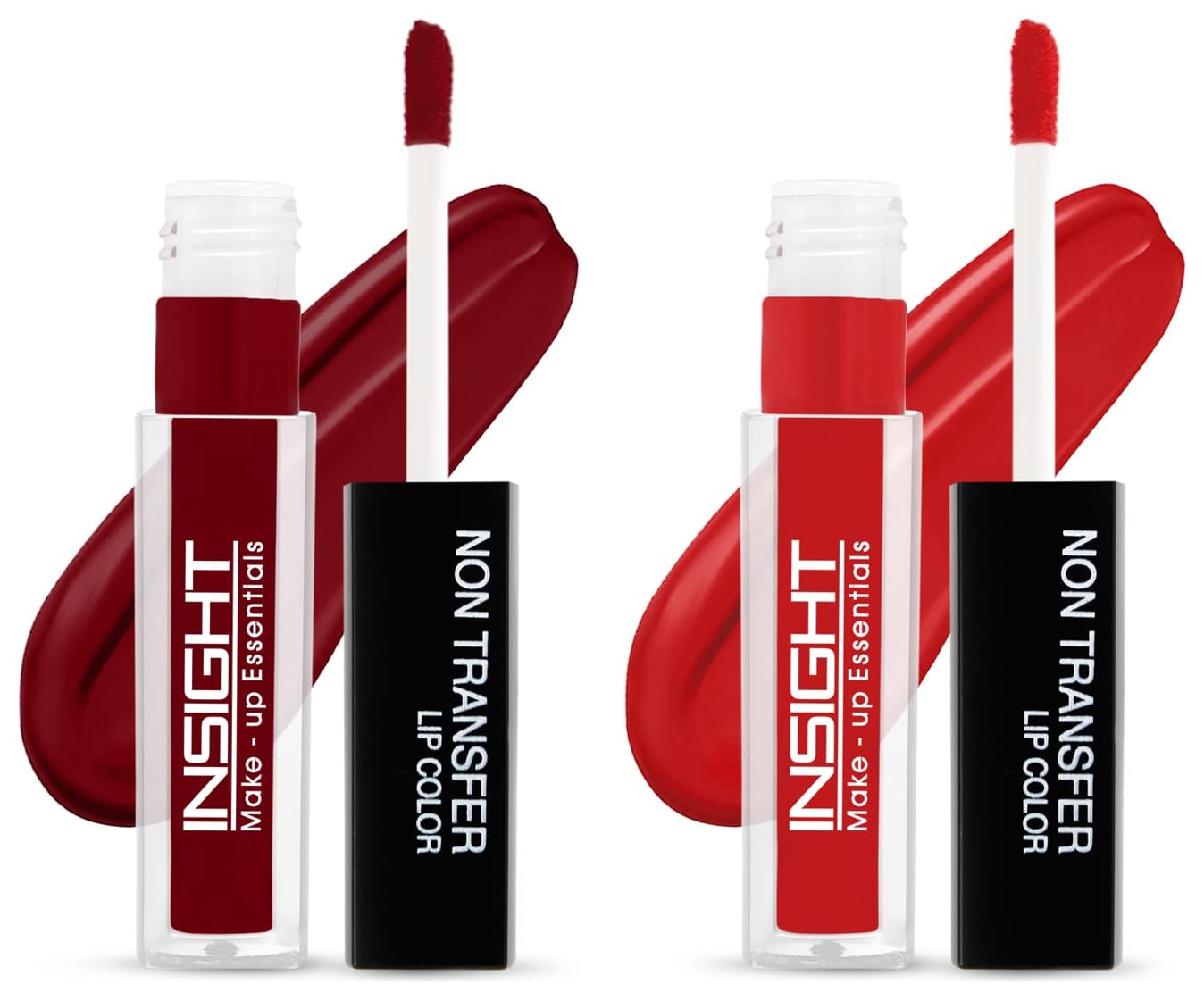 INSIGHT Non-Transfer Matte Lipstick Set - 2 Long-Lasting Liquid Lip Colors (03 Divine Wine & 09 Sunset Red) 4ml Each | Perfect for Date Night, Parties & Everyday Wear
