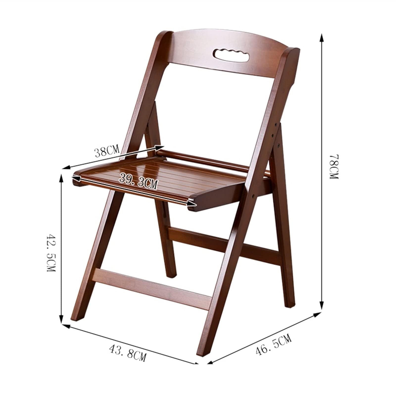 Solid Wood Dining Chair - Foldable & Portable European-Style Back Chair for Home, Office, Computer Desk - Brown Wooden Seat for Kitchen, Dining Room, Study, or Workspace