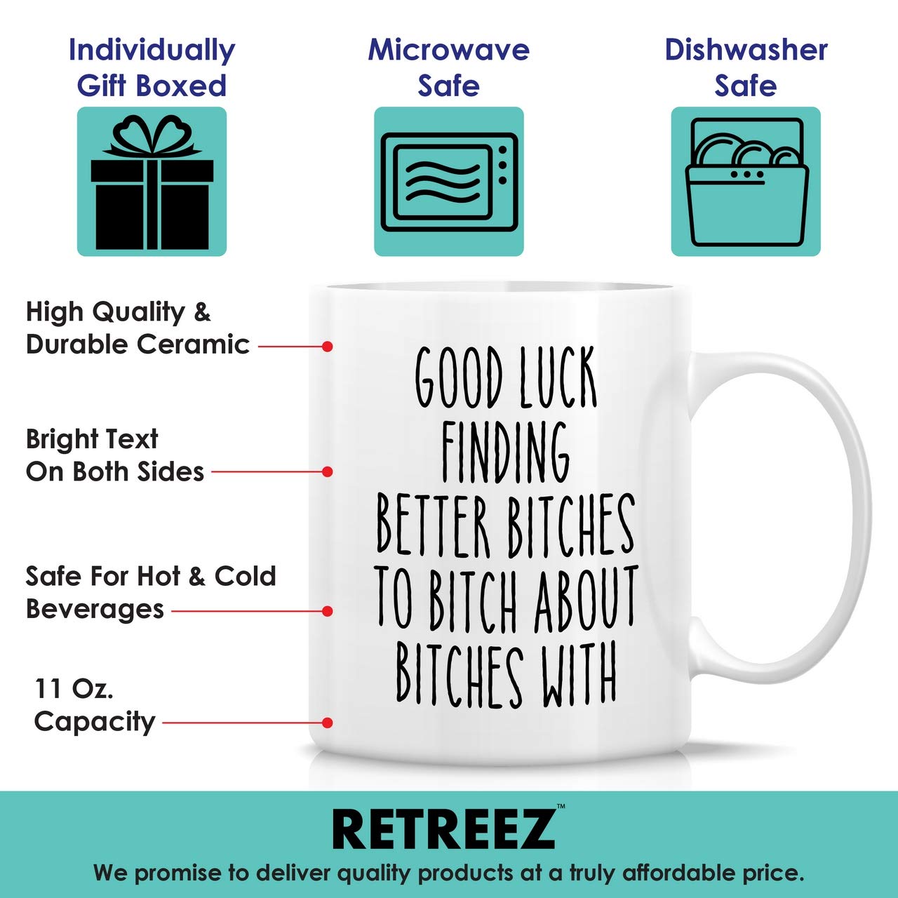 Retreez 11 Oz Funny Ceramic Coffee Mug - Sarcastic Good Luck Farewell Gift for Colleagues, Friends & Coworkers | Perfect Office Humor, Going Away Present & Inspirational Gift for Sister | Great for Work Goodbyes, Office Parties & Coworker Appreciation
