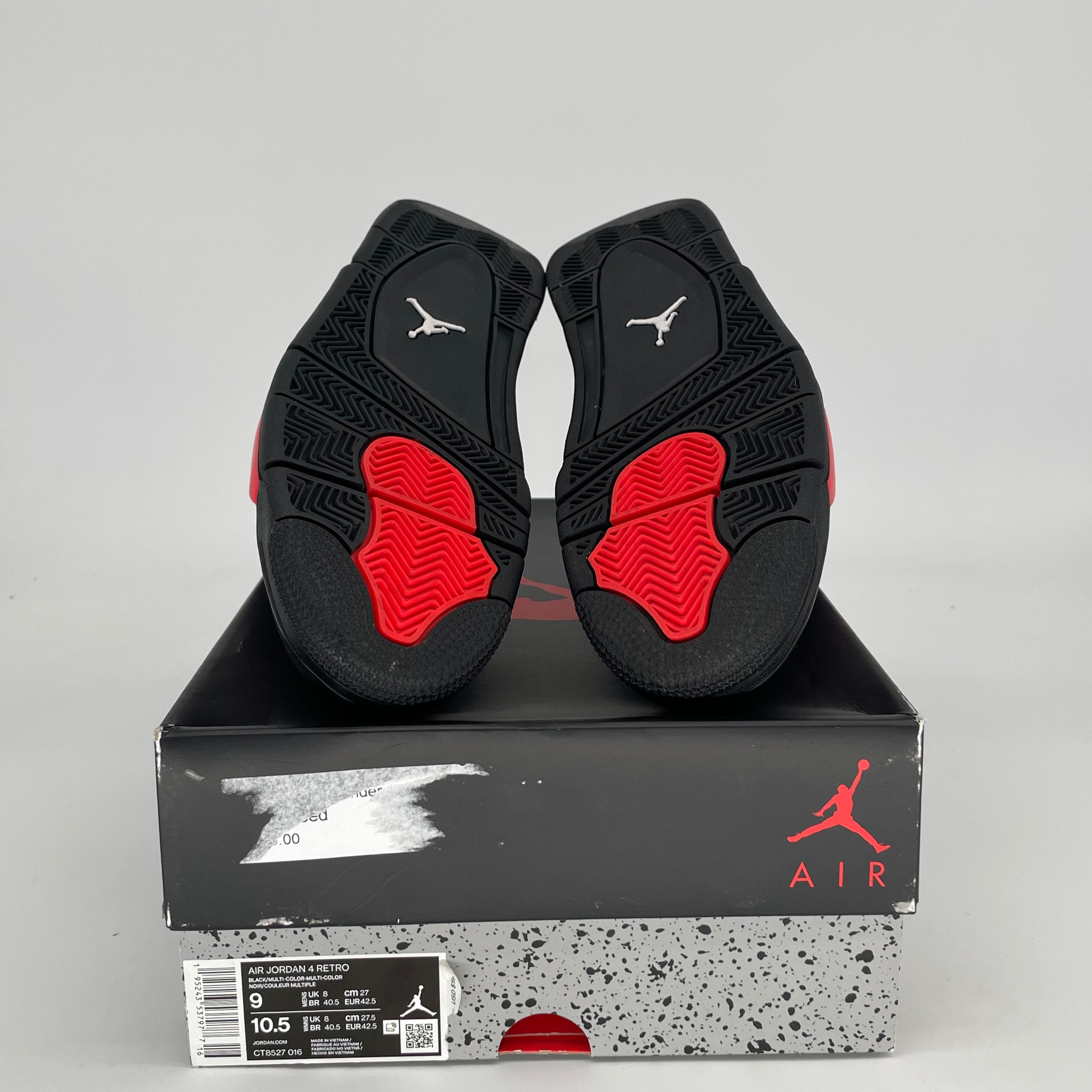 AIR JORDAN 4 Red Thunder Basketball Shoes - Men's Size 9/Women's 10.5 (CT8527-016) - Retro Sneakers for Streetwear & Casual Outfits