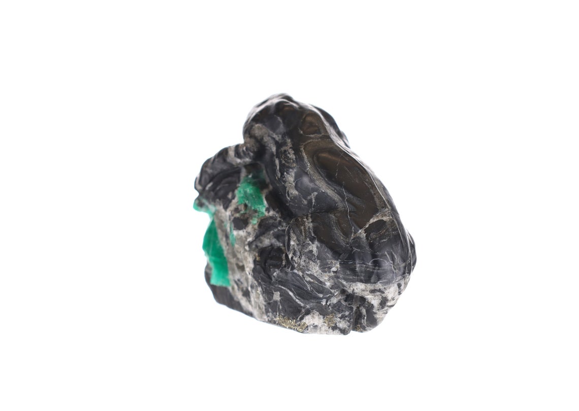 Colombian Emerald Black Jaguar Rough Crystal Sculpture - Handcrafted Gemstone Art for Home Decor, Meditation & Spiritual Healing