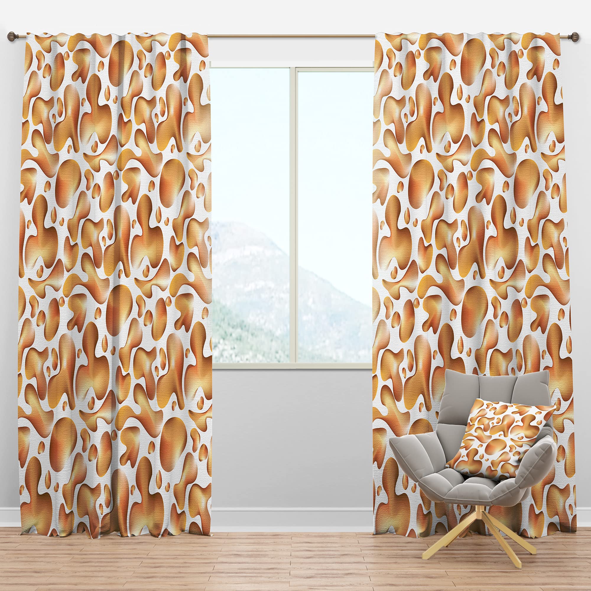 DesignQ Blackout Curtains 'Liquid Gold I' - Thermal Insulated Single Panel Window Drapes (52x95 inches) for Bedroom & Living Room - Noise Reducing & Energy Saving Home Decor