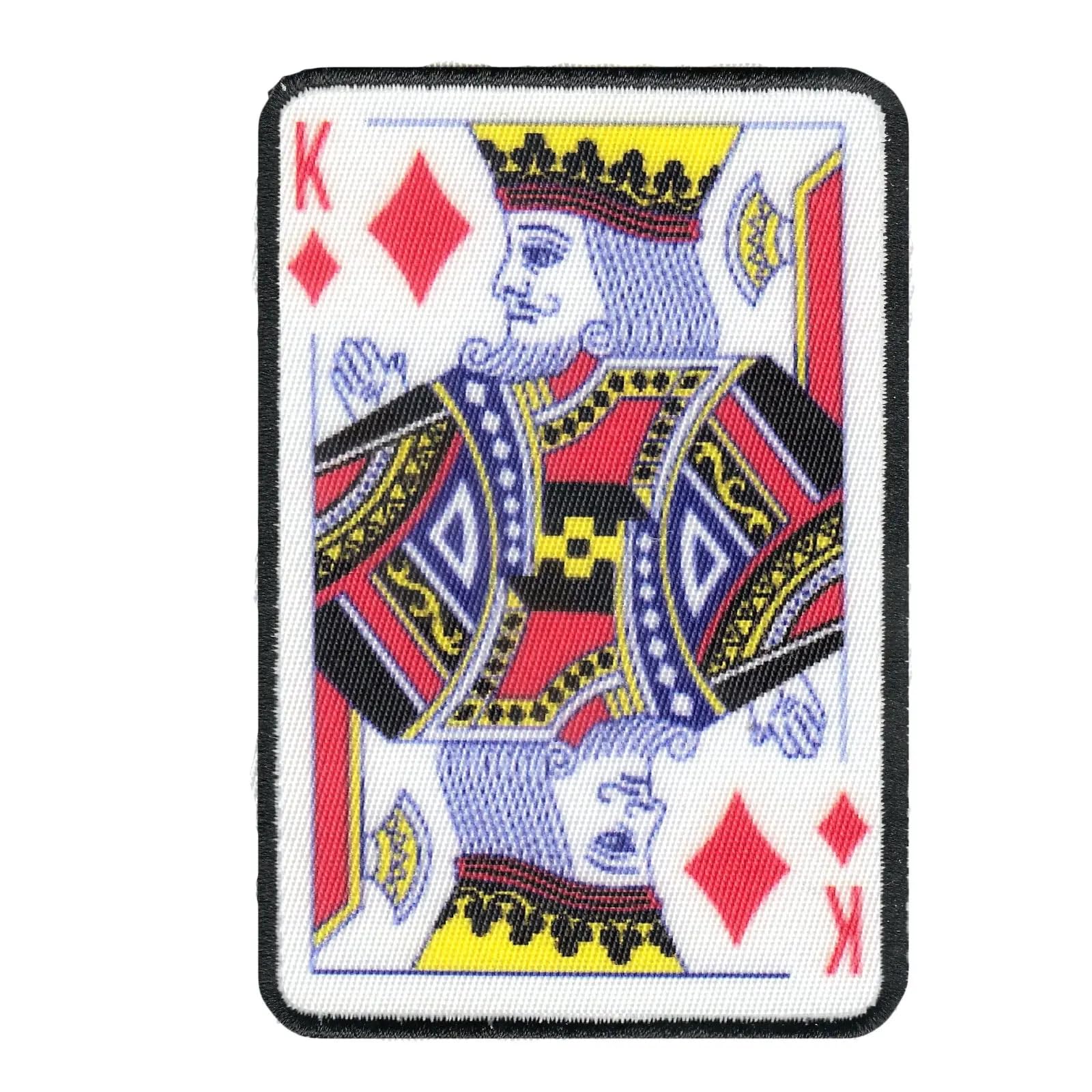 King of Diamonds Card Patch - Embroidered Iron-On Applique for Jackets, Hats & DIY Crafts | Vintage Poker Design for Costumes & Denim Customization