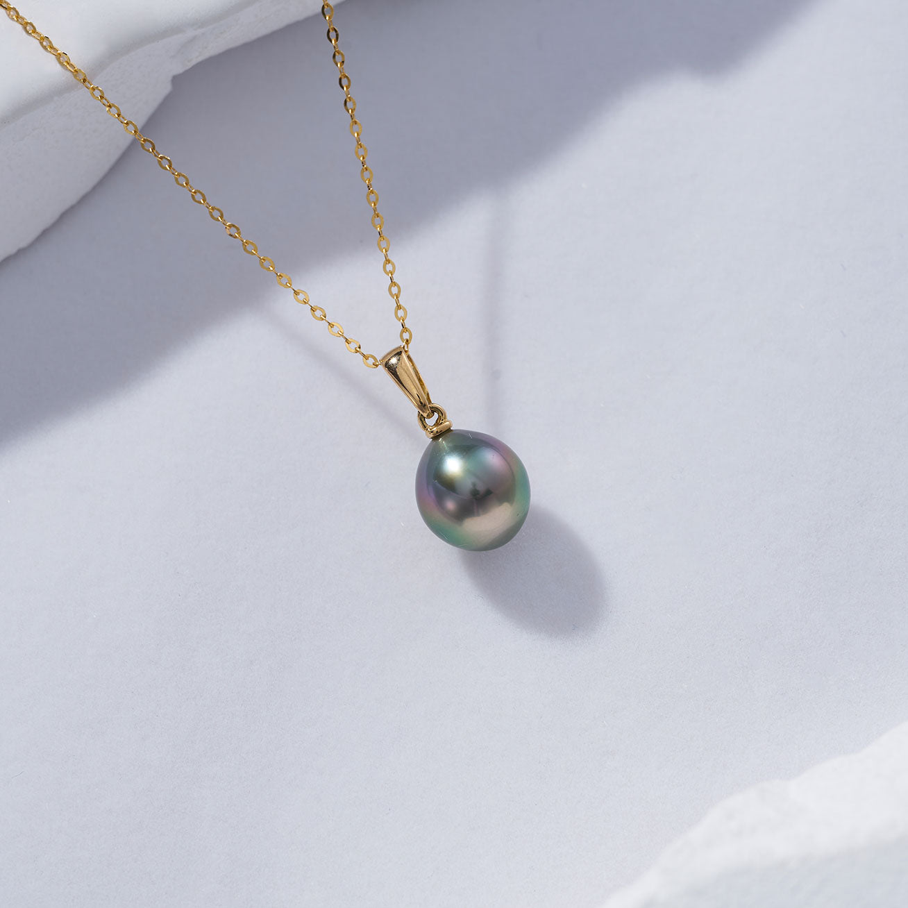 18K Solid Gold Tahitian Pearl Necklace - Genuine Saltwater Pearl Jewelry for Women, Elegant Gift for Wedding, Anniversary & Special Occasions