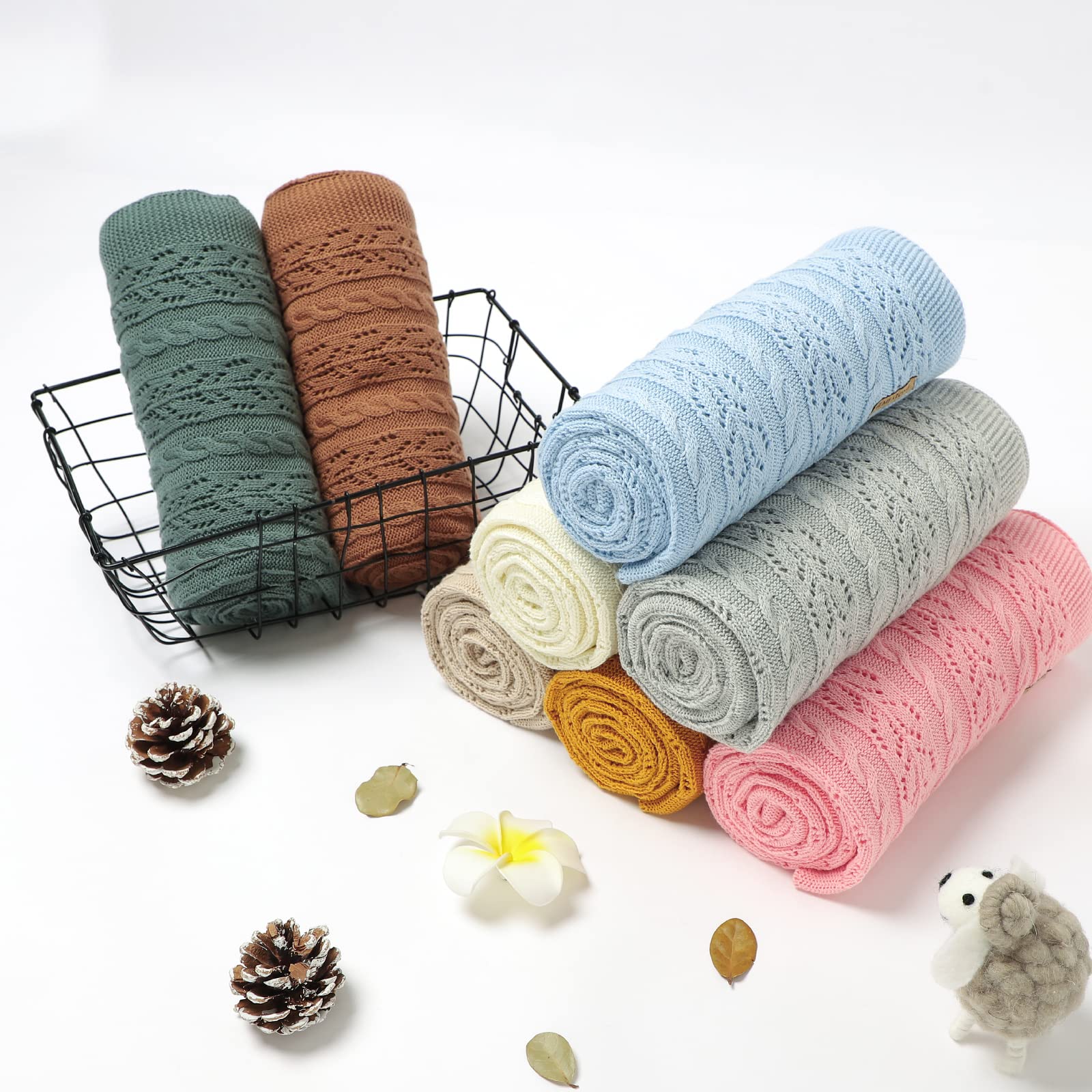 LAWKUL Soft Cotton Knitted Baby Blanket - 40x30 Inch Gender Neutral Crib Blanket for Boys & Girls | Cozy Toddler Security Blanket & Infant Swaddle | Perfect for Nursery, Stroller & Travel