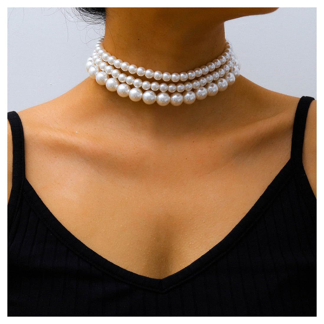 Elegant Layered Pearl Choker Necklace - Adjustable Collar Necklace for Women & Girls | Perfect for Weddings, Parties & Everyday Wear