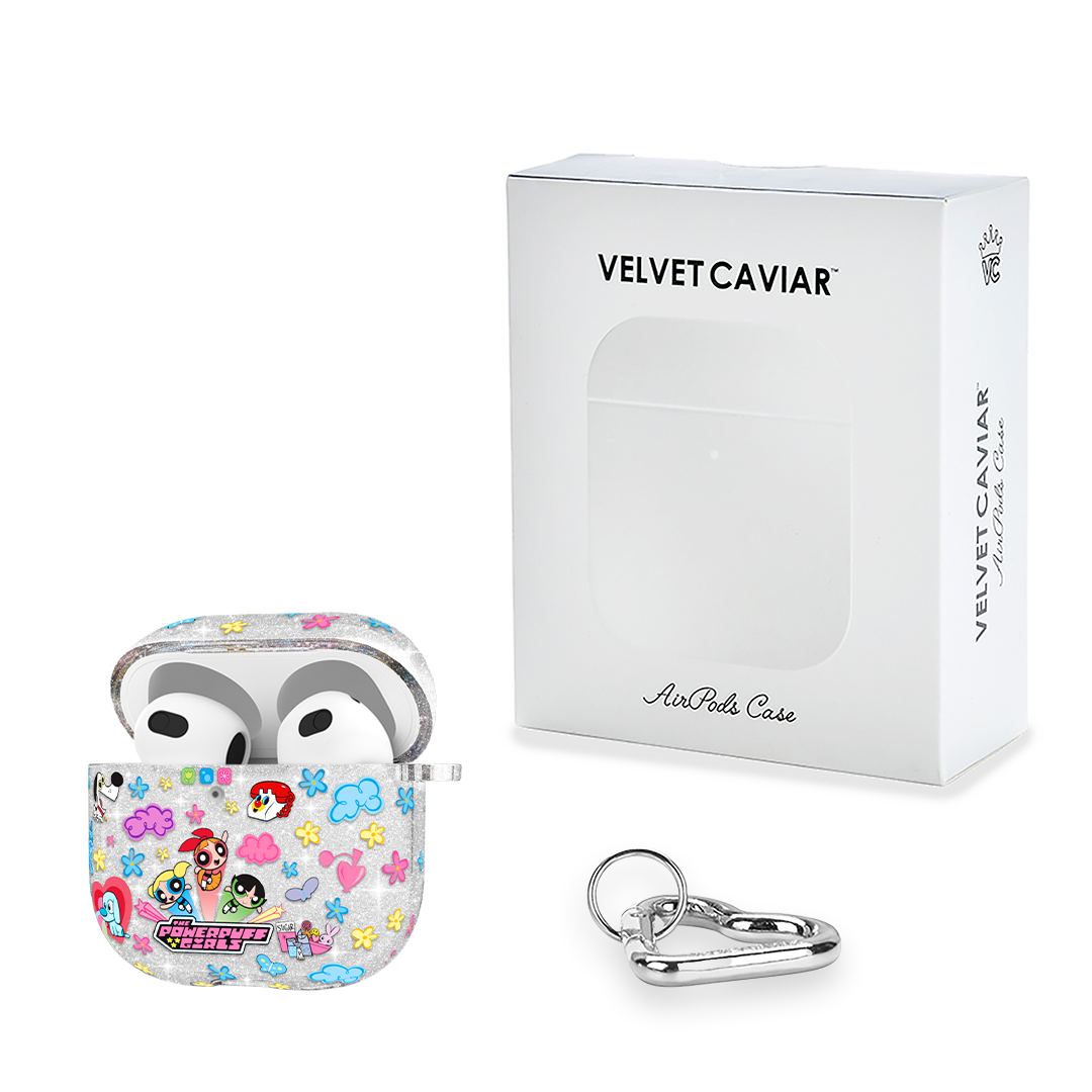The Powerpuff Girls Glitter AirPods Case - Cute Protective Cover for AirPods 1/2/3 & Pro - Perfect for School, Work & Travel Accessories