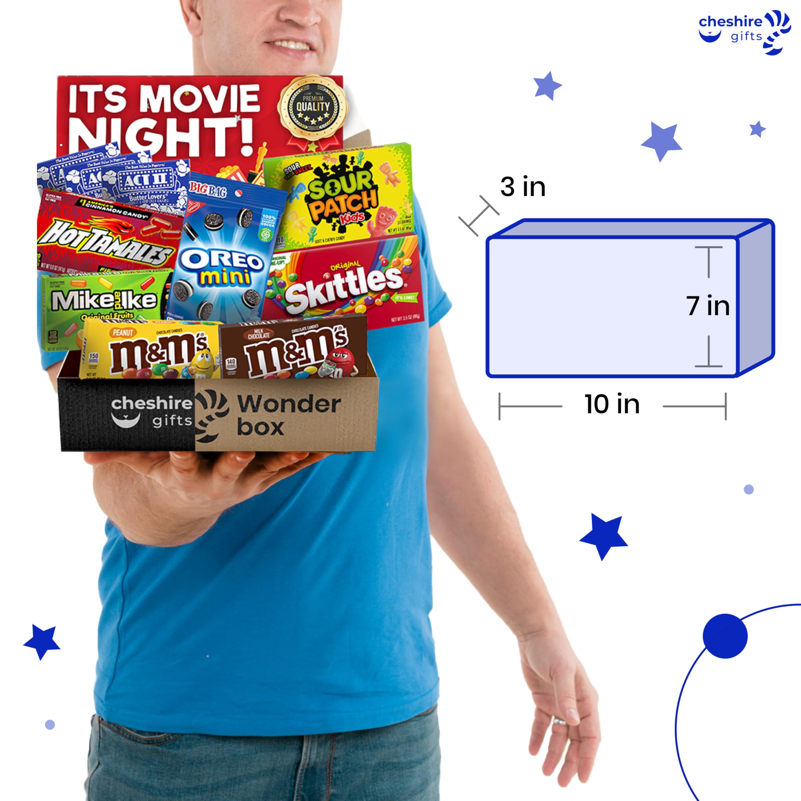 Movie Night Gift Basket with Candy Variety Pack, Snacks, Popcorn & Movie Trays - Family Gift Set by Cheshire Gifts | Perfect for Family Movie Nights, Birthday Gifts & Holiday Presents