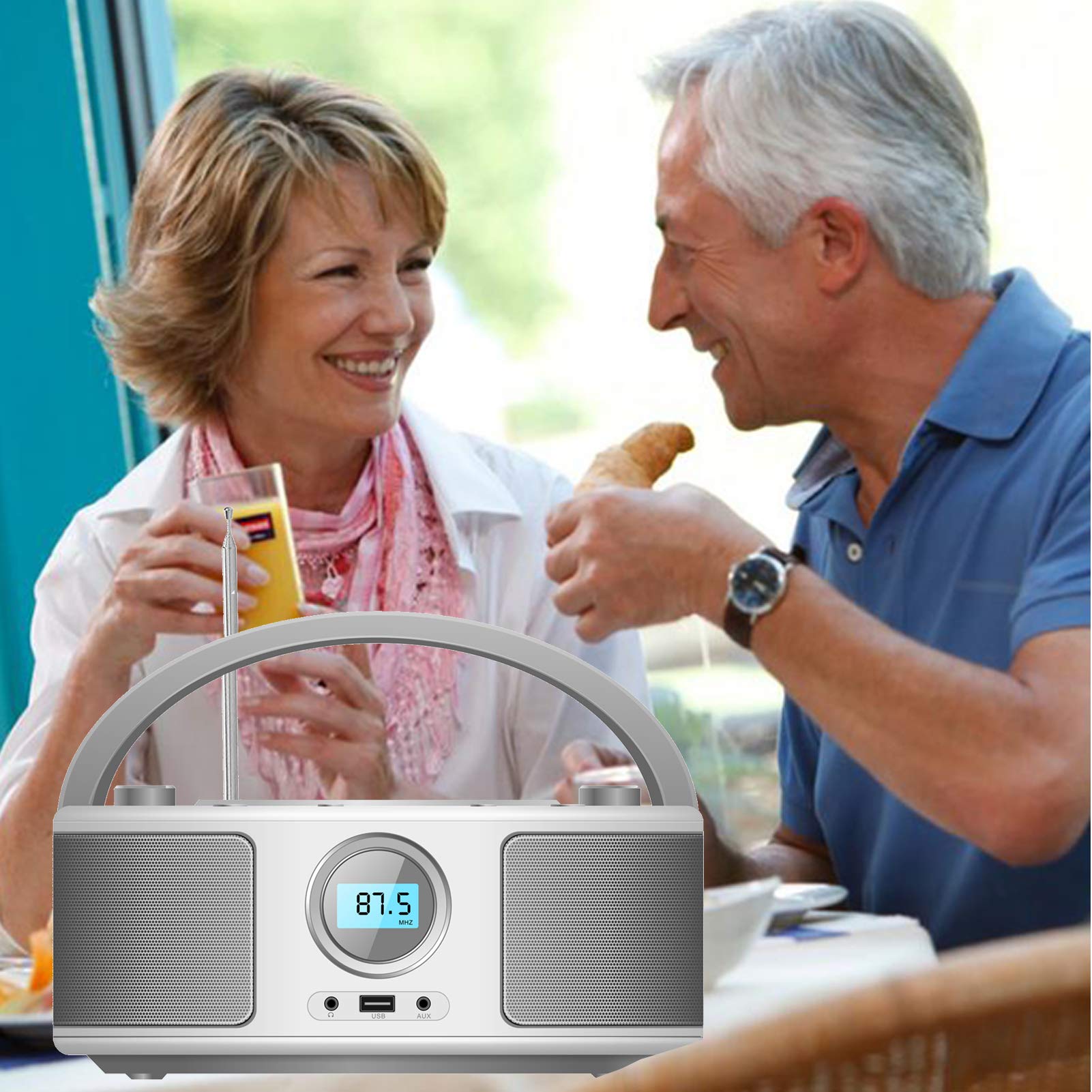 Portable CD Player Boombox with Bluetooth, FM Radio & Remote Control - USB/AUX Input, CD-R/CD-RW/MP3/WMA Playback, AC/Battery Powered (WTB-791) - Perfect for Home, Office, Travel & Outdoor Use