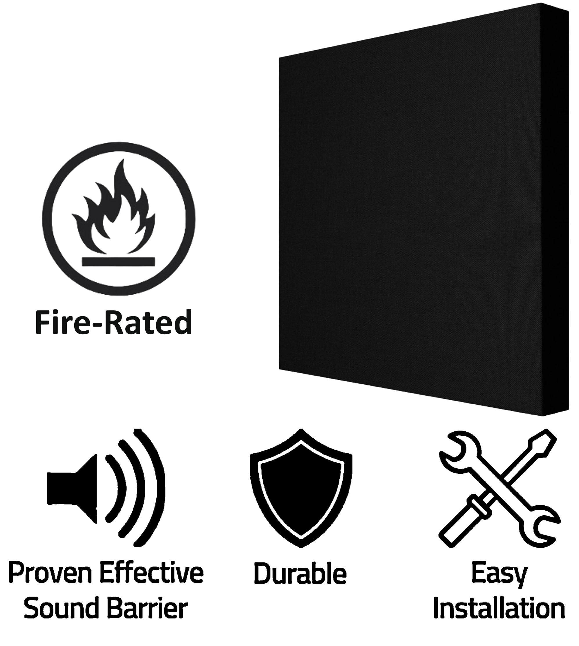 Soundproof Wall Panels 24x24 Inches - 5 Pack Acoustic Panels for Noise Reduction, Eco-Friendly Fiberglass Sound Damping Panels with Black Fabric - Perfect for Home Studios, Offices & Theaters