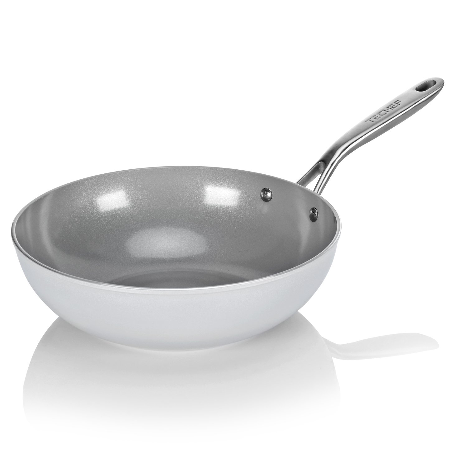 TECHEF CeraTerra 12-Inch Ceramic Nonstick Wok Pan - PFOA, PTFE & PFAS Free, Oven & Dishwasher Safe Flat Bottom Stir Fry Pan - Made in Korea - Perfect for Asian Cooking, Sauteing & Healthy Meals