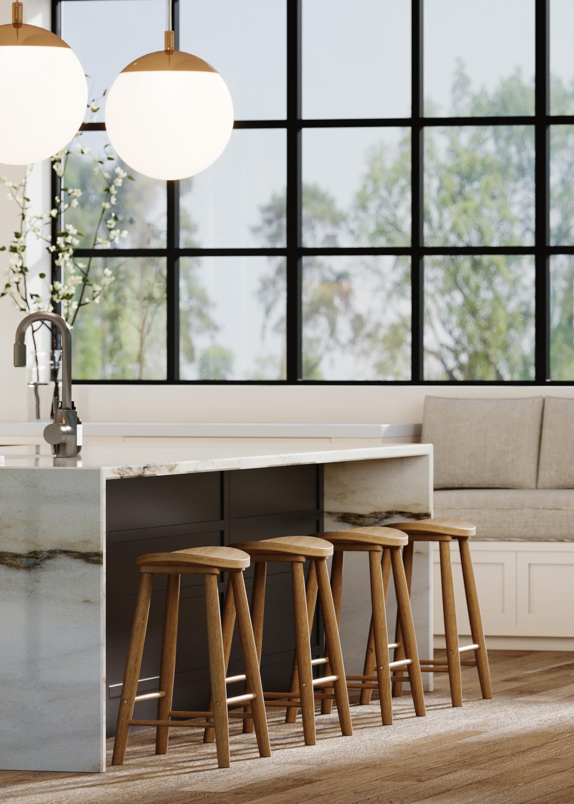 Modern Farmhouse Wood Bar Stool - 26