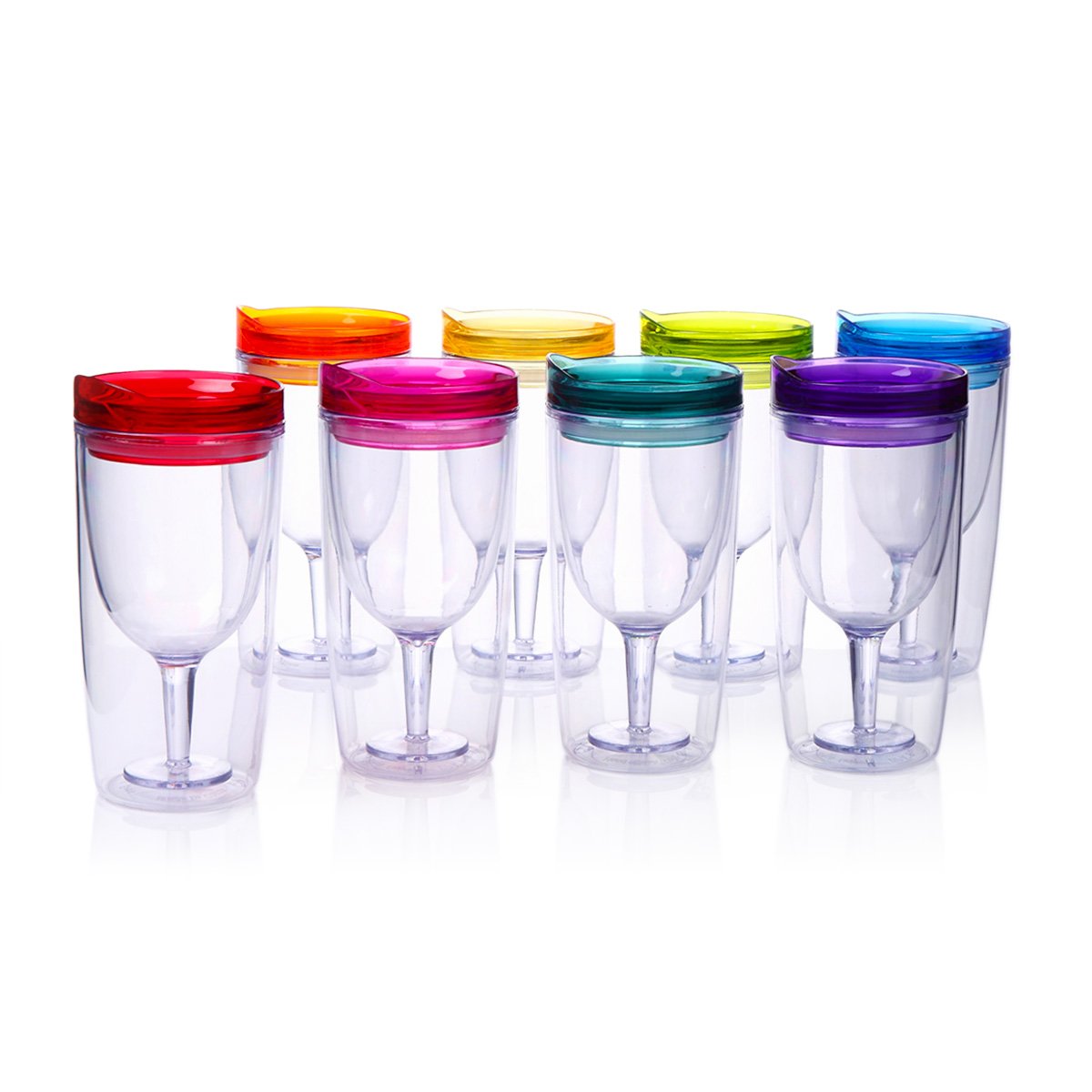 Cupture Wine Tumblers Set of 8 - Insulated Stainless Steel Stemless Wine Glasses for Red & White Wine - Perfect for Outdoor Picnics, Parties & Home Entertaining