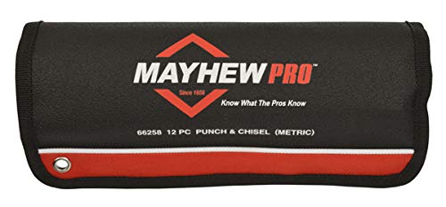 Mayhew Tools 66258 12-Piece Metric Punch & Chisel Set - Durable Steel Construction for Metalworking, Woodworking & Automotive Repair