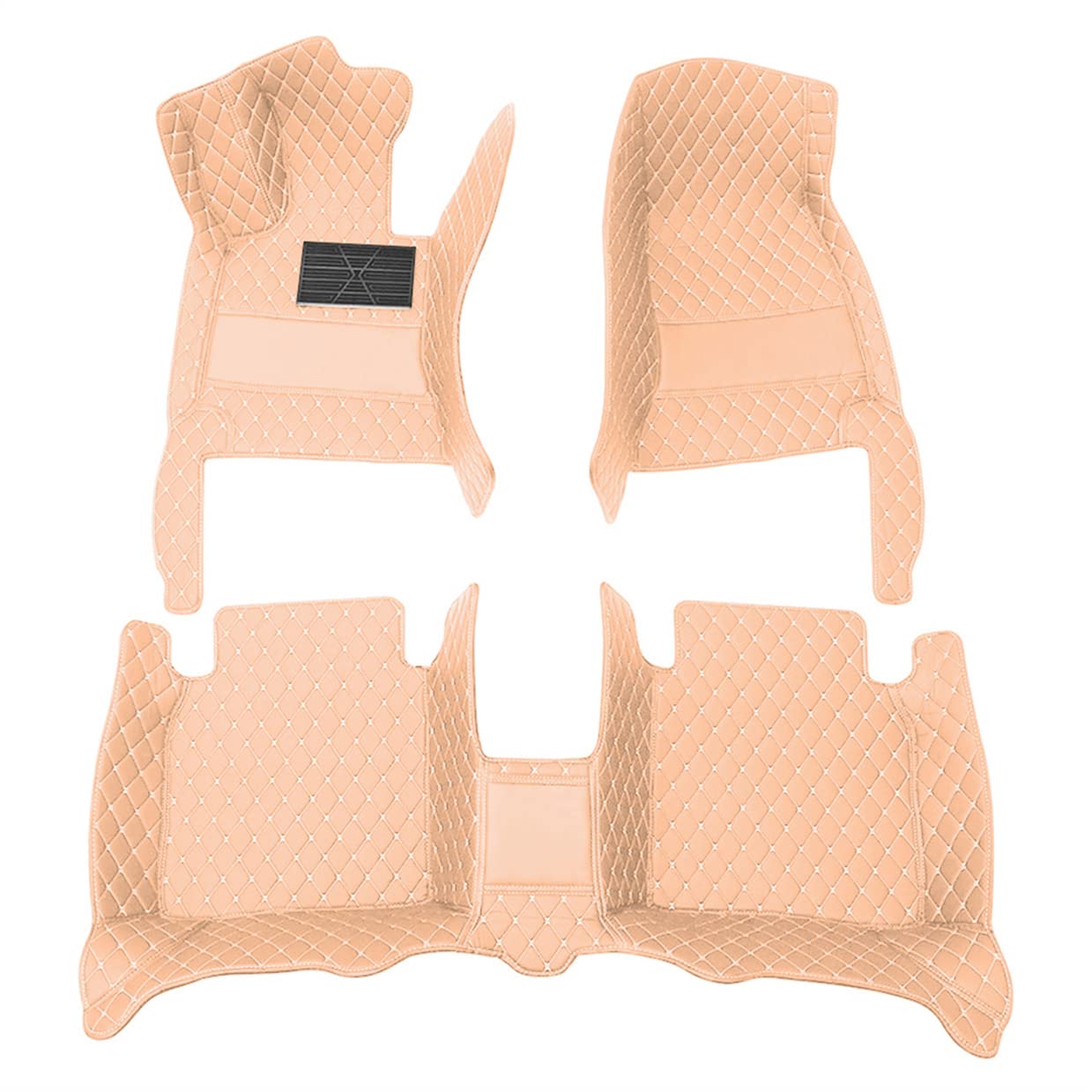 Custom Car Floor Mats for Ford Edge, Explorer, Ecosport, Escape, Expedition, F-150, Falcon, KA, Fiesta, Focus, C-MAX, Fusion - Non-Slip Waterproof Leather Full Set Beige - Perfect for All-Weather Protection & Interior Style Enhancement