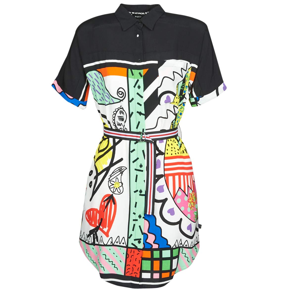 Desigual Multicolor Floral Print Shirt Dress for Women - Casual Boho Chic Midi Dress (Size M) | Perfect for Summer Outings, Beach Vacations & Weekend Brunch