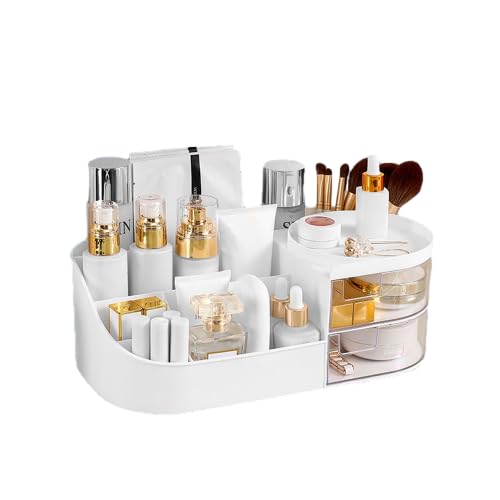 REFORUNG Large Makeup Organizer with Drawers - Cosmetic Storage Box for Dressing Table, Nail Polish & Lipstick Organizer - White | Perfect for Vanity, Bathroom & Travel Beauty Organization