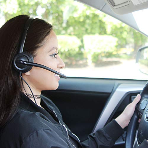 Cellet Premium Mono 2.5mm Hands-Free Adjustable Headset with Boom Microphone - Compatible with Landline Phones, Cordless Phones & Office Business Phones (Not for Smartphones) - Ideal for Call Centers, Customer Service & Office Communications