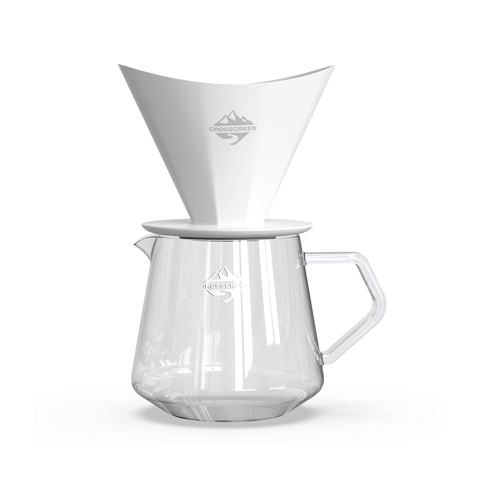 Premium White Ceramic Pour Over Coffee Maker Set with 650ml Glass Server & V60 Paper Filters - Ideal for Home, Cafe & Restaurant Brewing - Slow Drip Coffee Maker for Specialty Coffee Lovers