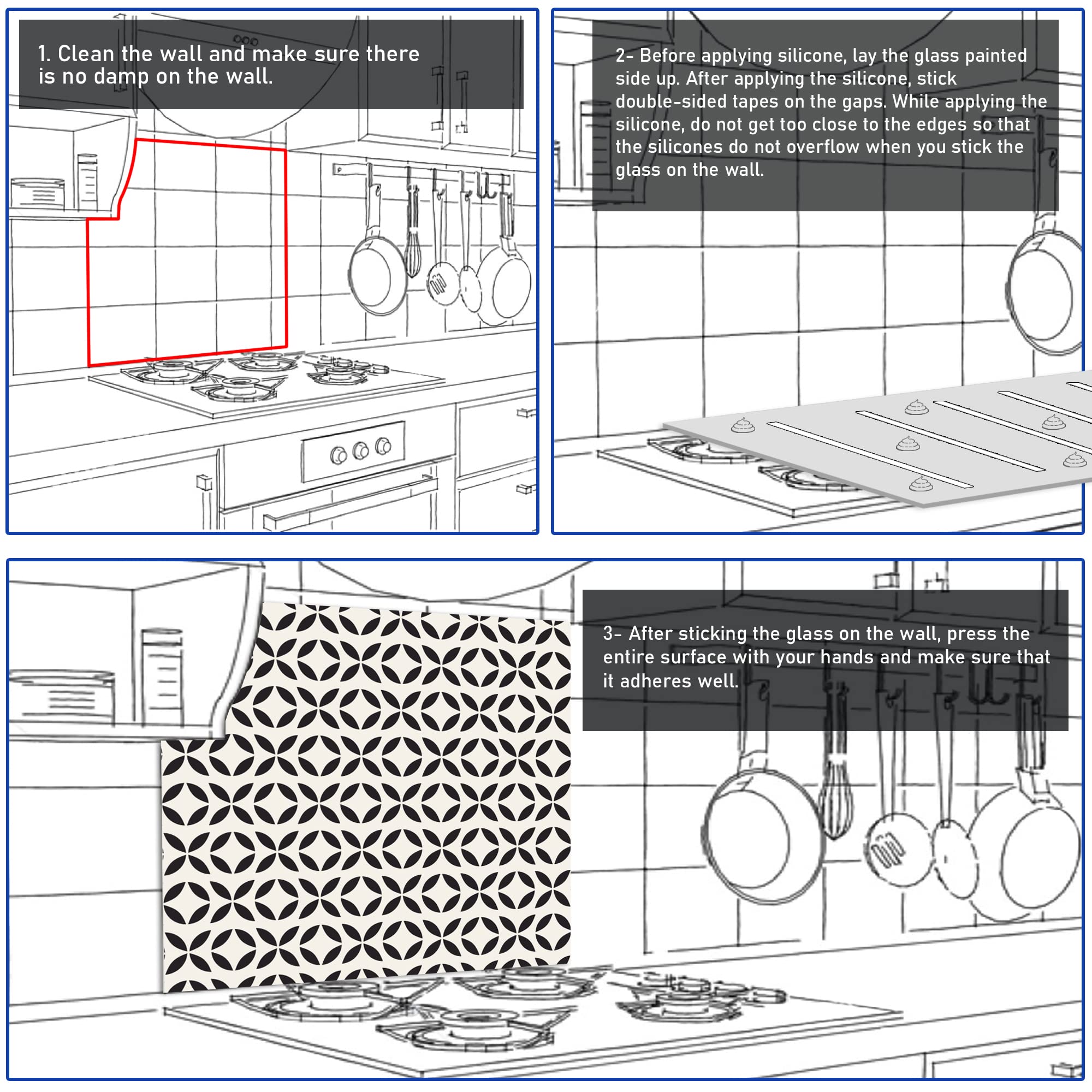 Tempered Glass Kitchen Backsplash - 30x30