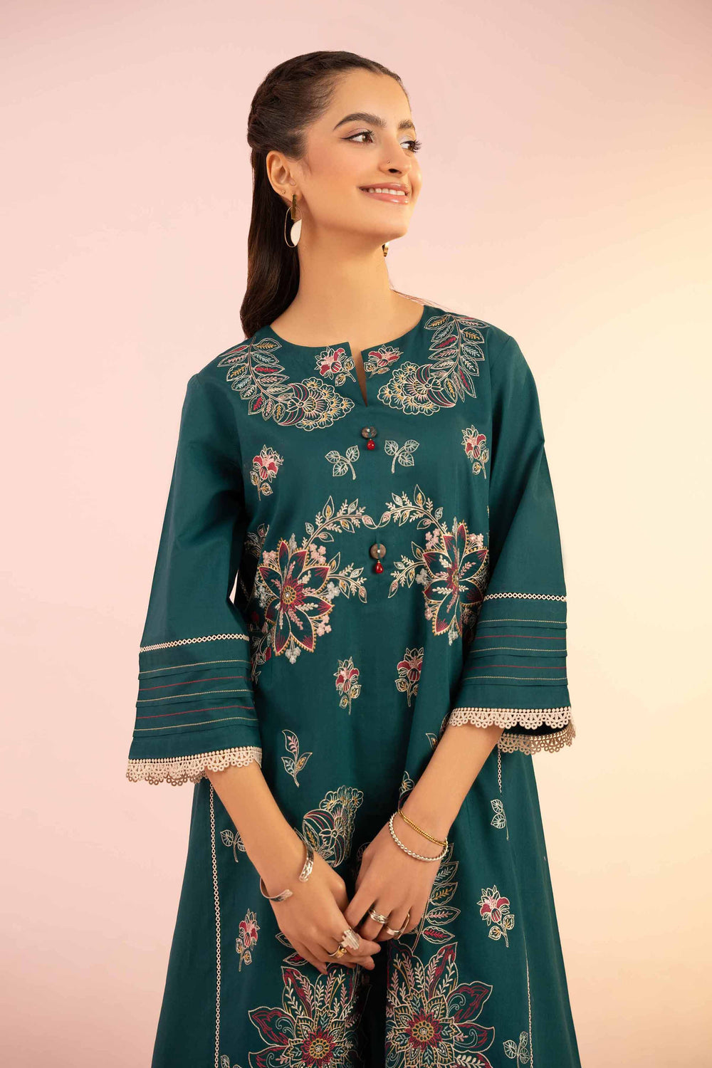 Premium Cambric Green Stitched Suit for Men - Nishat Collection | Formal Office Wear & Wedding Attire