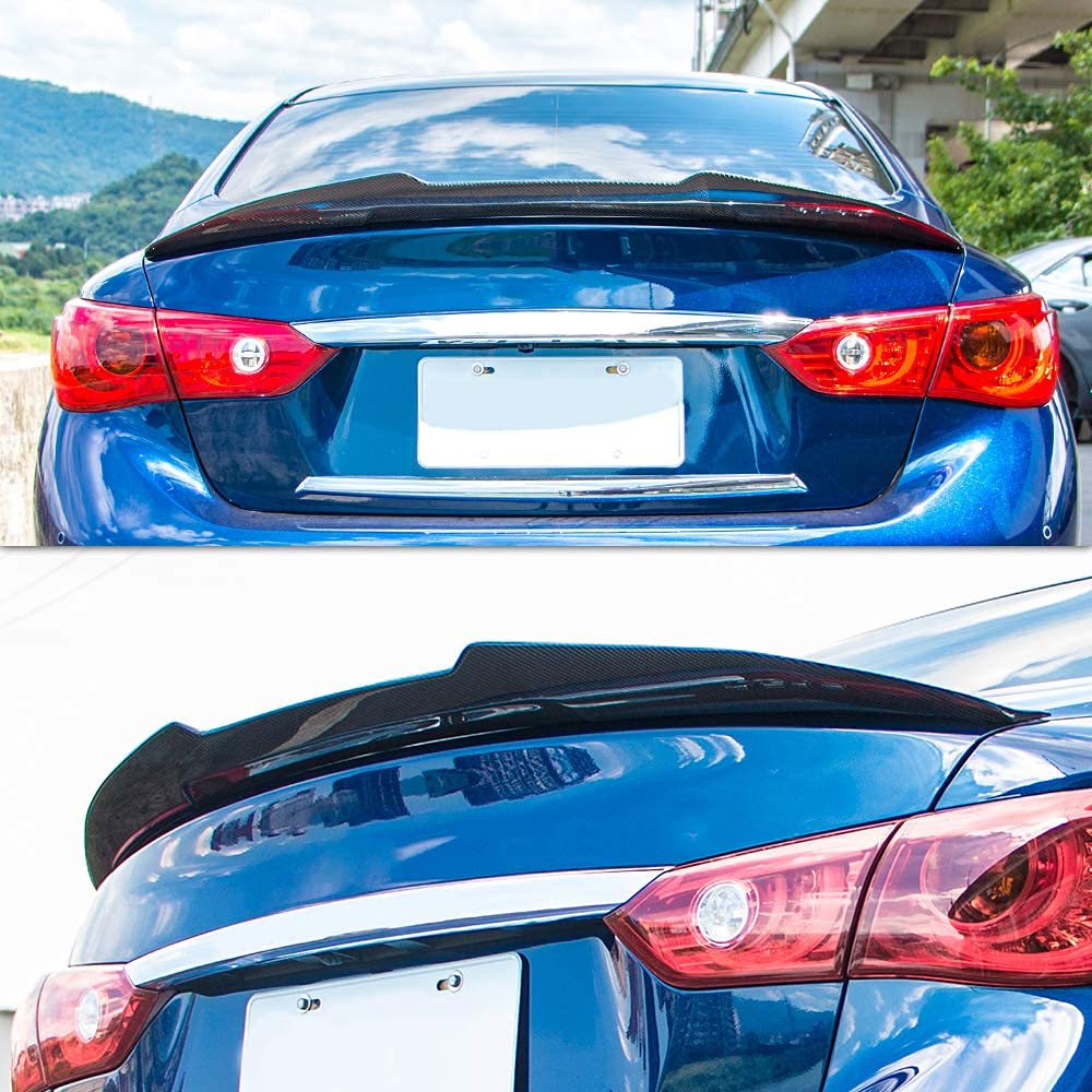 AeroBon Prepreg Dry Carbon Fiber Trunk Spoiler for 2014-2024 Infiniti Q50 & Q50S - H Style Rear Wing | Lightweight Performance Upgrade for Sporty Look & Enhanced Aerodynamics | Perfect for Car Enthusiasts & Racing Enthusiasts