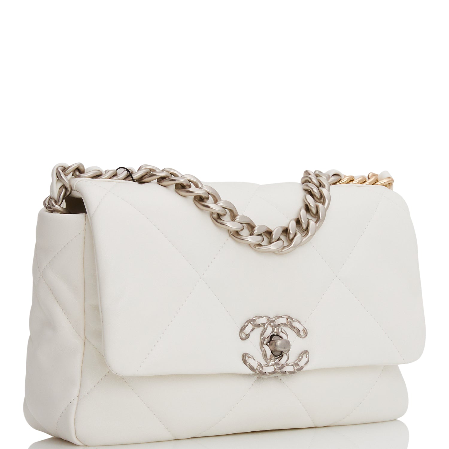 Chanel Medium 19 Flap Bag White Goatskin Mixed Hardware - Luxury Designer Handbag for Women, Perfect for Everyday Use & Special Occasions