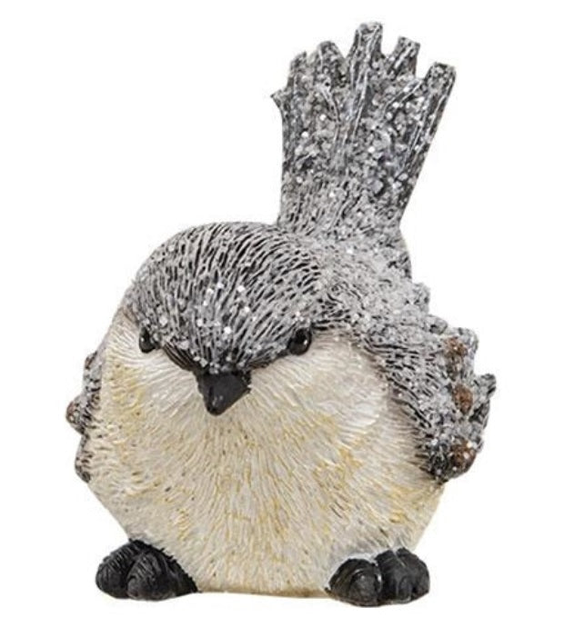 4.5-Inch Winter Frosted Resin Bird Figurine - Handcrafted Decorative Ornament for Christmas Tree, Home Decor, and Gift Giving