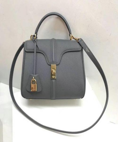 Celine Small 16 Handbag in Grained Calfskin - Medium Gray Luxury Crossbody Bag for Women | Perfect for Work, Travel & Evening Events