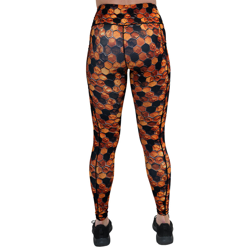 Honeycomb Pattern Yoga Leggings for Women - High Waisted Workout Tights for Running, Gym & Lounge Wear