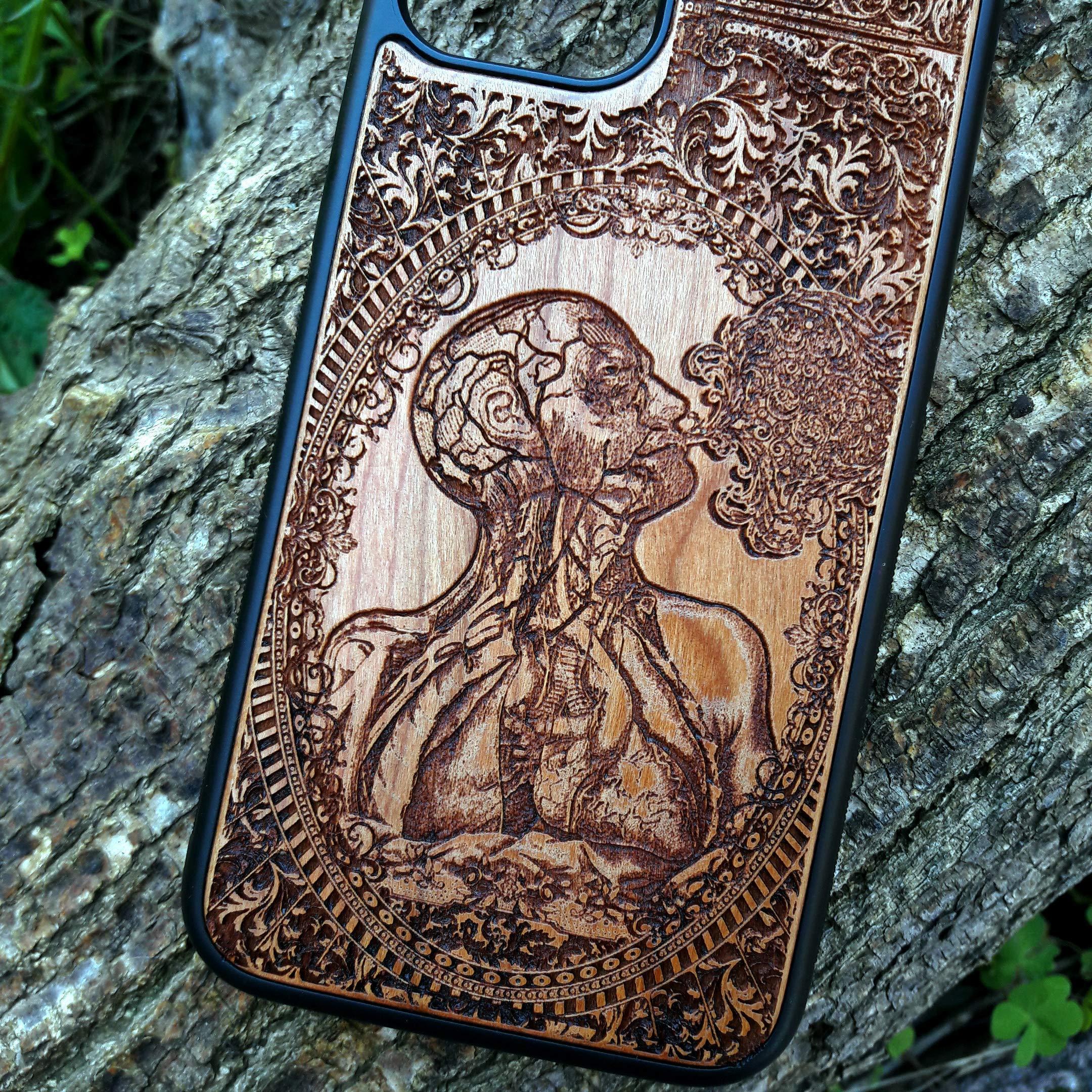 Human Anatomy Laser Engraved Wood Phone Case for iPhone 16/15/14/13/12/11 Pro Max/Mini & Galaxy S25/S24/S23/S22/S21/S20 Ultra Plus - Eco-Friendly Slim Durable Wooden Cover - Perfect for Medical Students, Doctors & Science Lovers