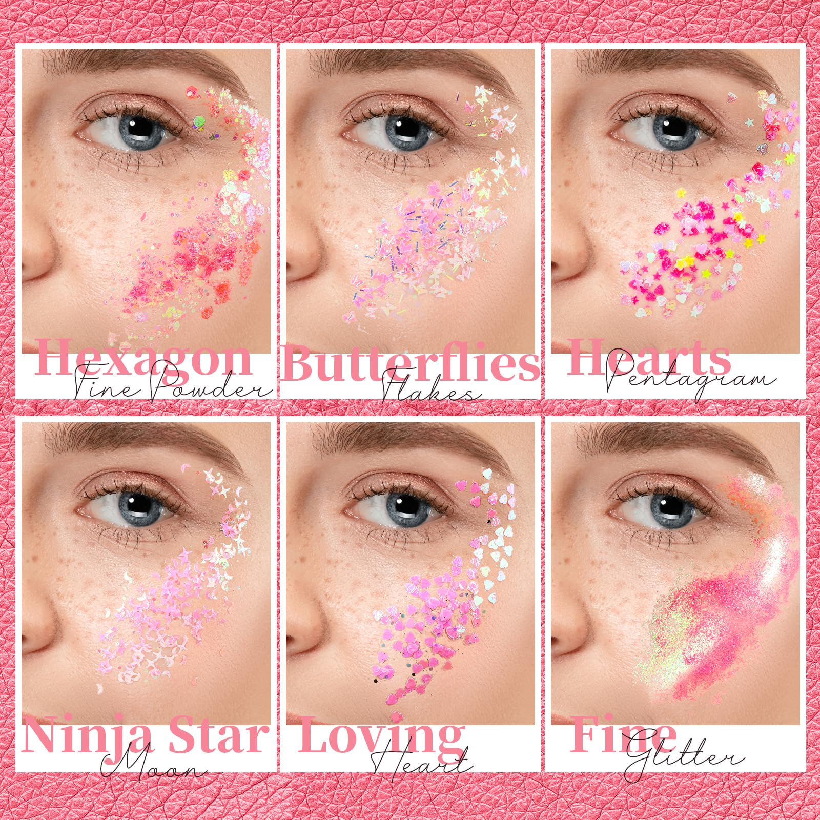 Teenitor Pink Holographic Face & Body Glitter Gel - Shimmer Makeup for Festivals, Parties, Cheerleading, Halloween & Cosplay - Safe for Hair & Skin