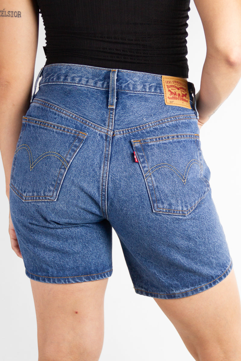 Levi's Women's Denim Shorts - Mid Thigh Length Distressed Denim Cutoff Shorts for Summer | Casual Wear, Beach Outfits, Street Style Fashion