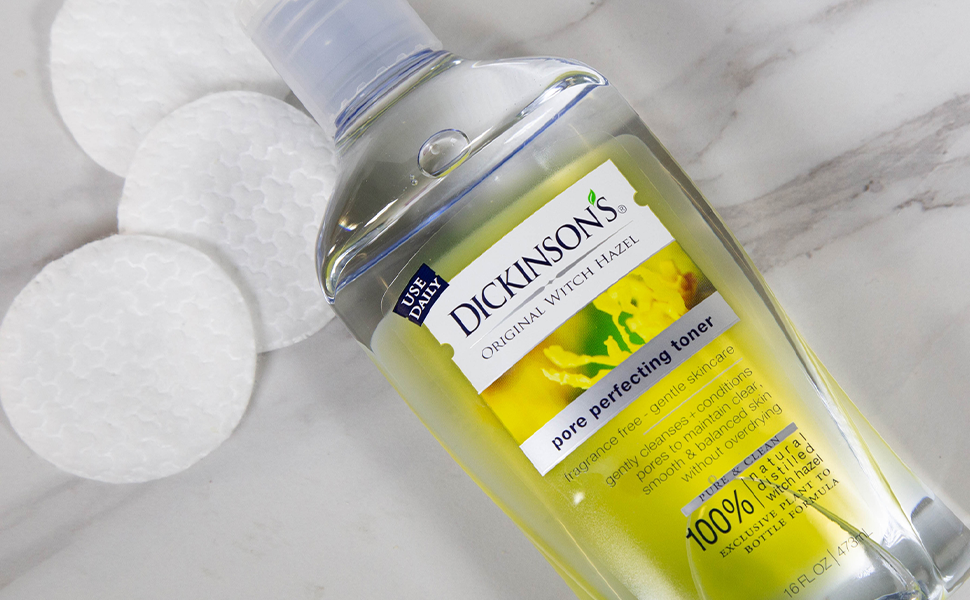 Dickinson's Witch Hazel Toner 16 fl oz - Alcohol-Free Facial Toner for Acne, Oily Skin & Pores - Refreshing & Soothing for Daily Skincare Routine