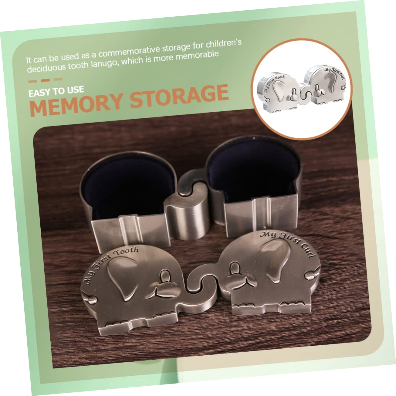 Amosfun 4 Pack Elephant Tooth Holder for Kids - Metal Silver Keepsake Box for Baby Teeth | Perfect for Tooth Fairy Gifts, Memory Storage & First Lost Tooth Celebration