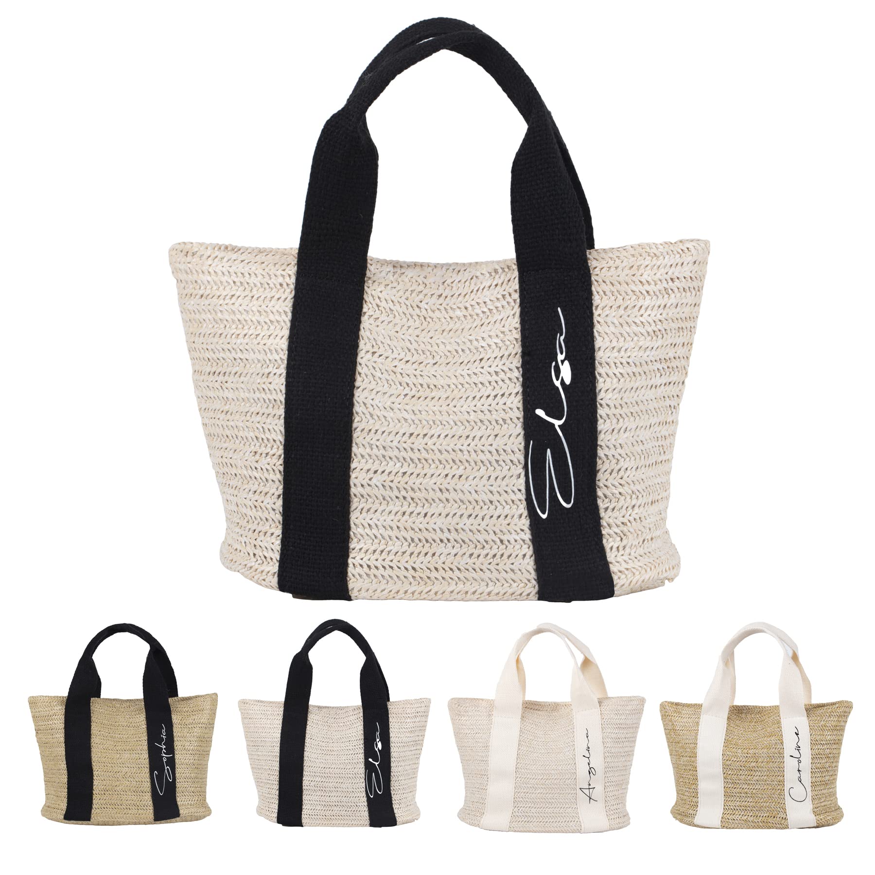 Women's Summer Straw Beach Tote Bag - Medium Capacity Handbag for Vacation, Travel, Shopping | Lightweight & Stylish for Beach Outings, Picnics, and Daily Use (Beige, Black)