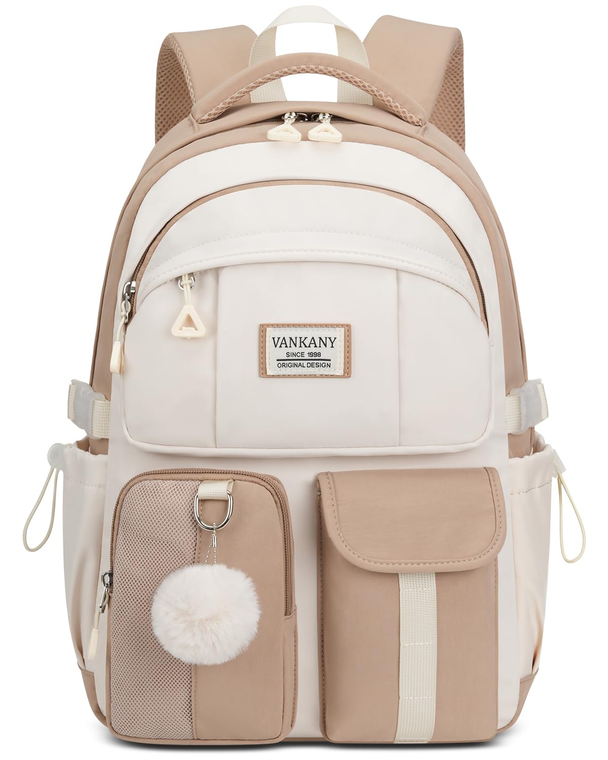 Stylish 15.6 Inch Laptop Backpack for Teen Girls - Cute Aesthetic School Bookbag for Middle School, College & Women | Durable Khaki Beige Mochilas Escolares | Perfect for School, Travel & Daily Commute