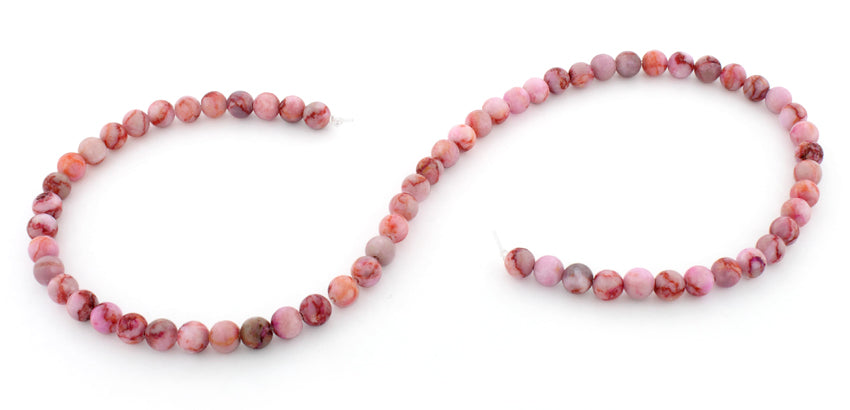 6mm Plain Round Pink Matrix Gemstone Beads for Jewelry Making - DIY Bracelets, Necklaces, Earrings & Craft Projects