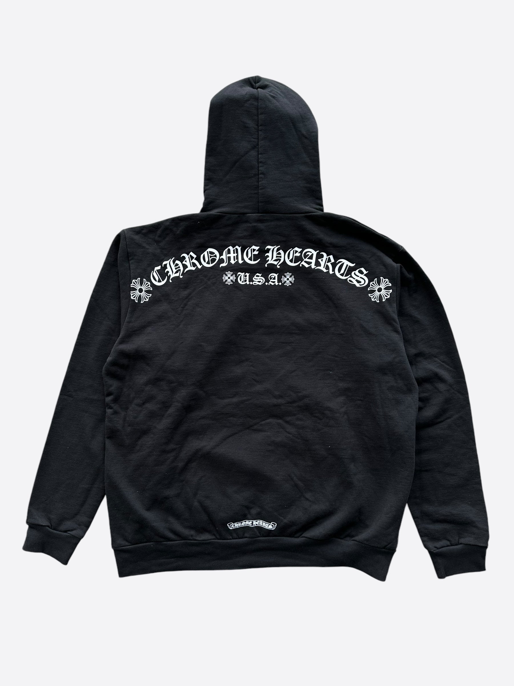 Chrome Hearts Black & White T-Bar Logo Hoodie for Men & Women | Streetwear Fashion | Casual Wear & Urban Style