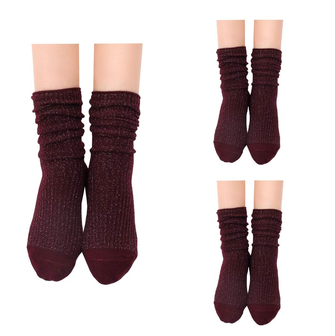 Women's Lightweight Cotton Slouch Socks - Shiny Filigree Loose Socks for Casual Wear, Home Relaxing & Fashion Outfits