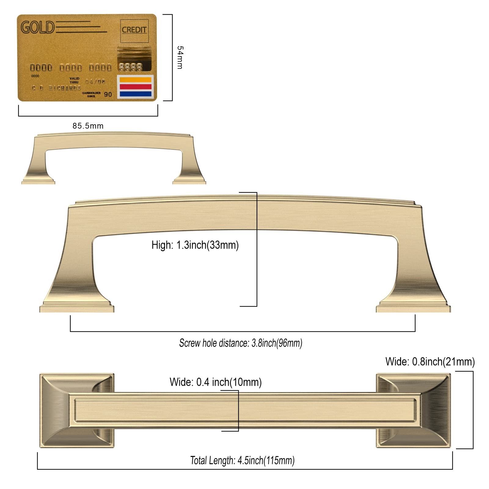 Amerdeco 10 Pack Brushed Brass Cabinet Pulls 3.75