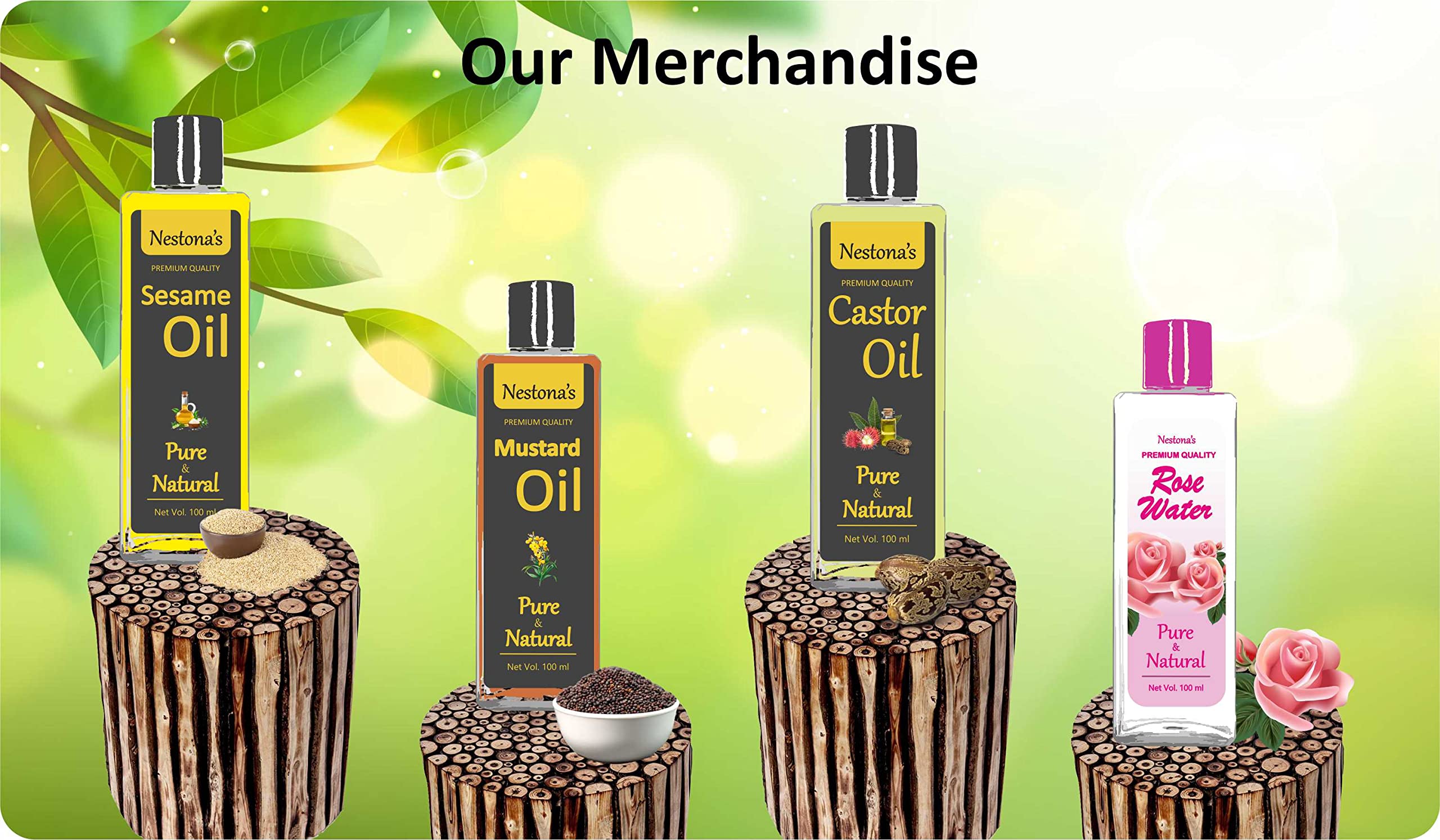 Nestona's Premium Sesame Oil & Mustard Oil Combo Pack for Skin Care, Hair Nourishment & Body Massage | Organic Cold-Pressed Oils for Healthy Skin & Hair Growth | Perfect for Aromatherapy, Scalp Treatment & Relaxing Massage