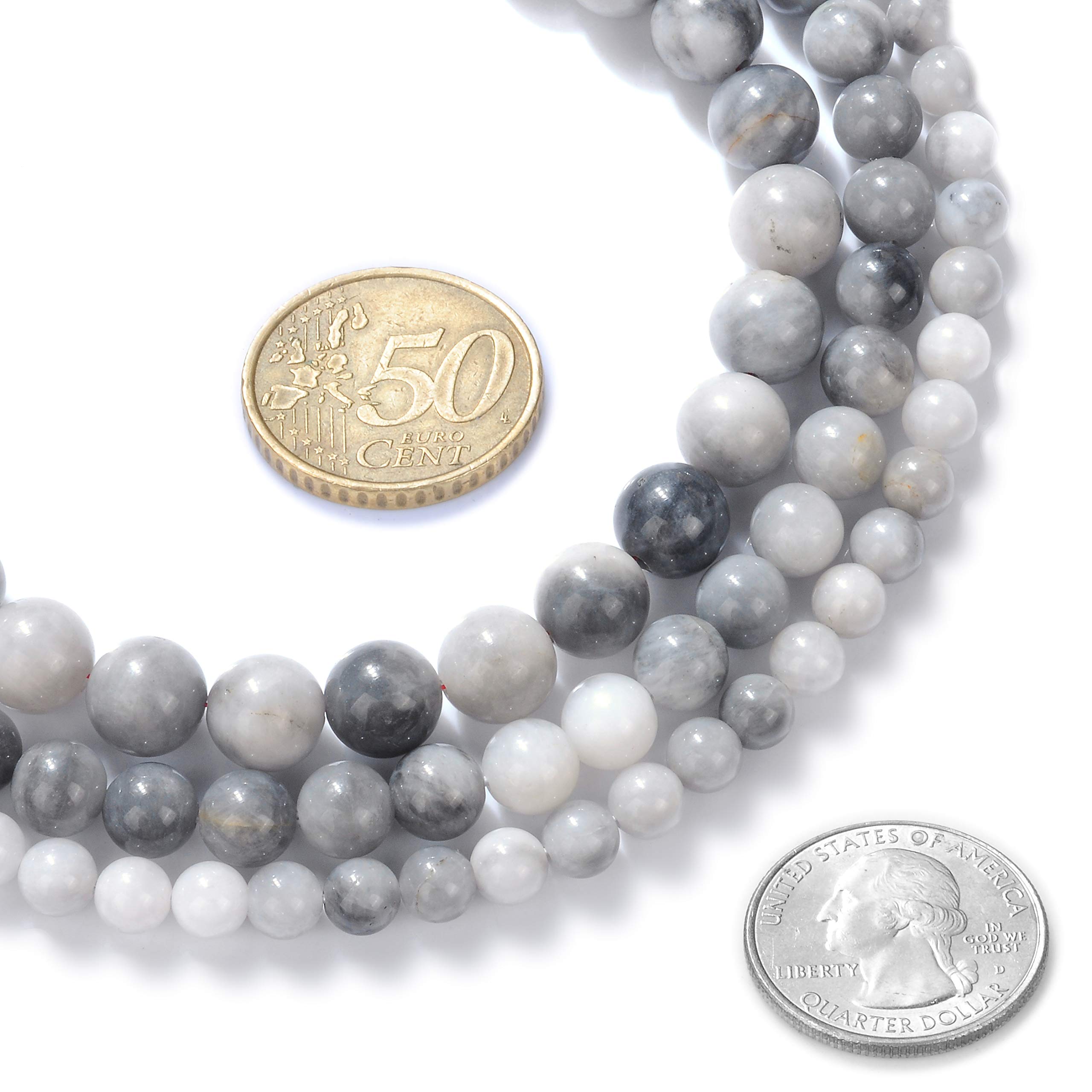 8mm Round Natural Jasper Stone Beads for Jewelry Making - 46pcs/Strand Eagle Eye Beads for Bracelets, Necklaces & DIY Crafts - Perfect for Boho, Handmade & Healing Crystal Jewelry Designs
