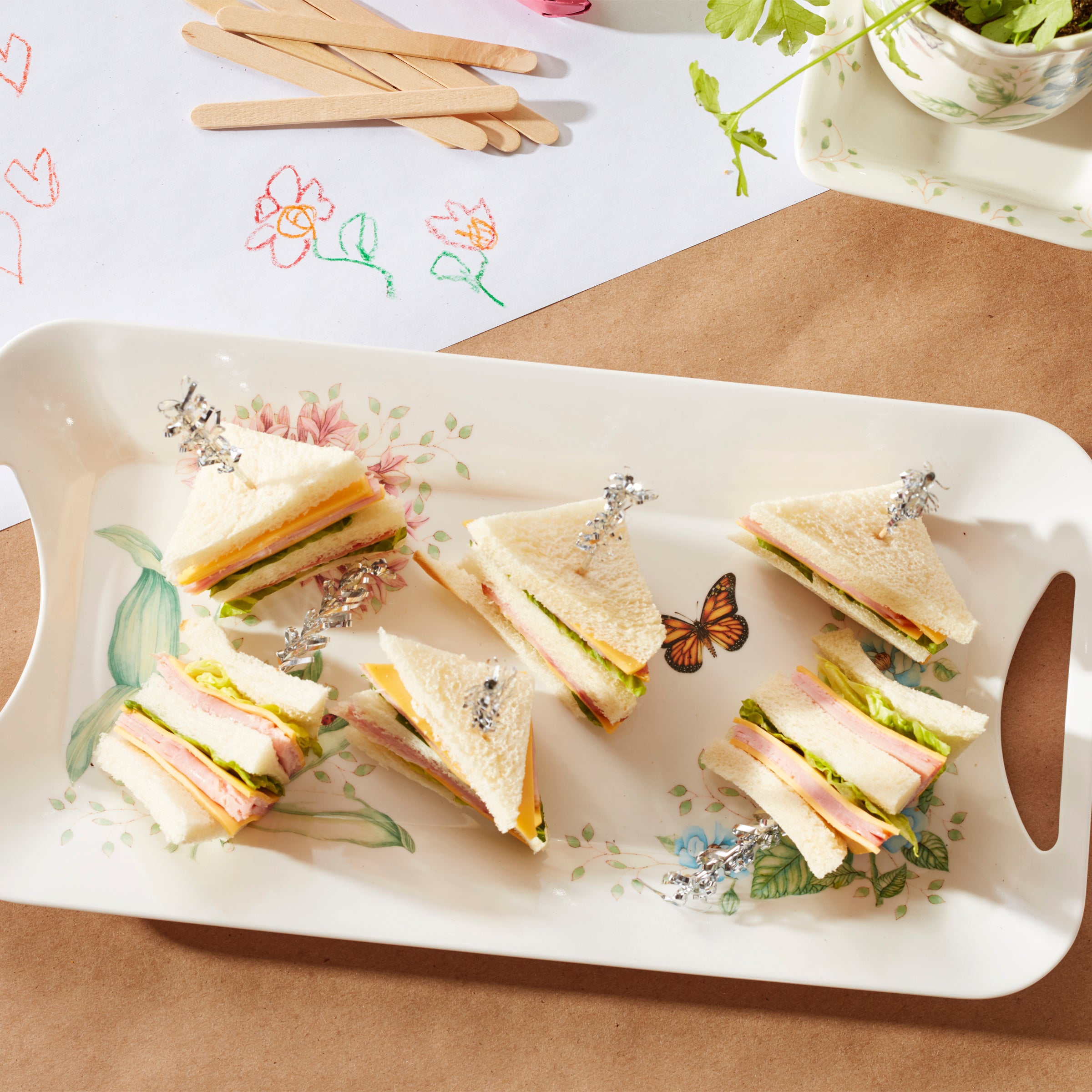 Butterfly Meadow Melamine Appetizer Tray - Elegant Serving Platter for Parties, Picnics, and Home Entertaining